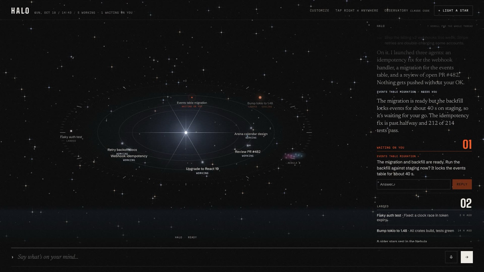 The Galaxy theme: agents as stars